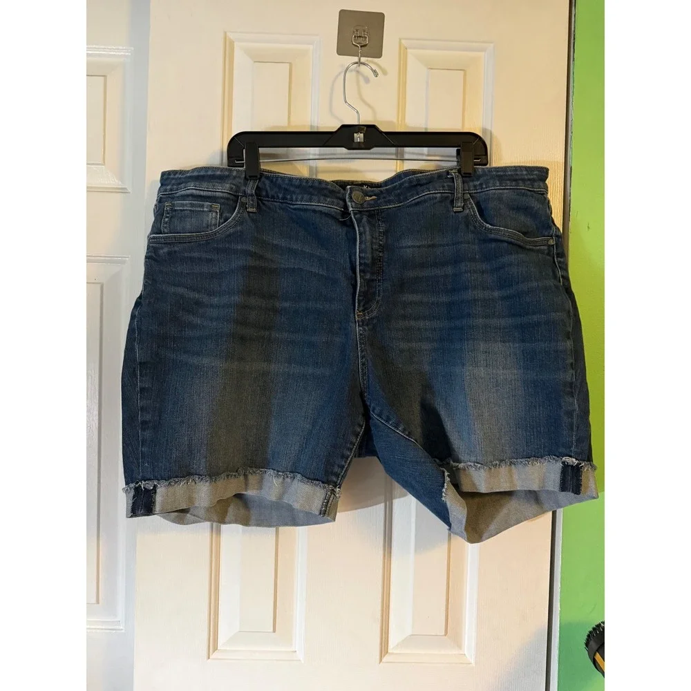 Kut from the Kloth Catherine Boyfriend Shorts Womens 22W Blue  Raw Hem